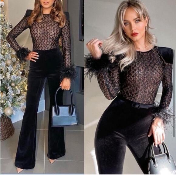 NADINE MERABI Pants - NADINE MERABI Monique Black Jumpsuit